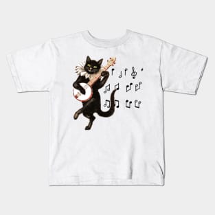 Black Cat and Music Dancing Tshirt Kids T-Shirt